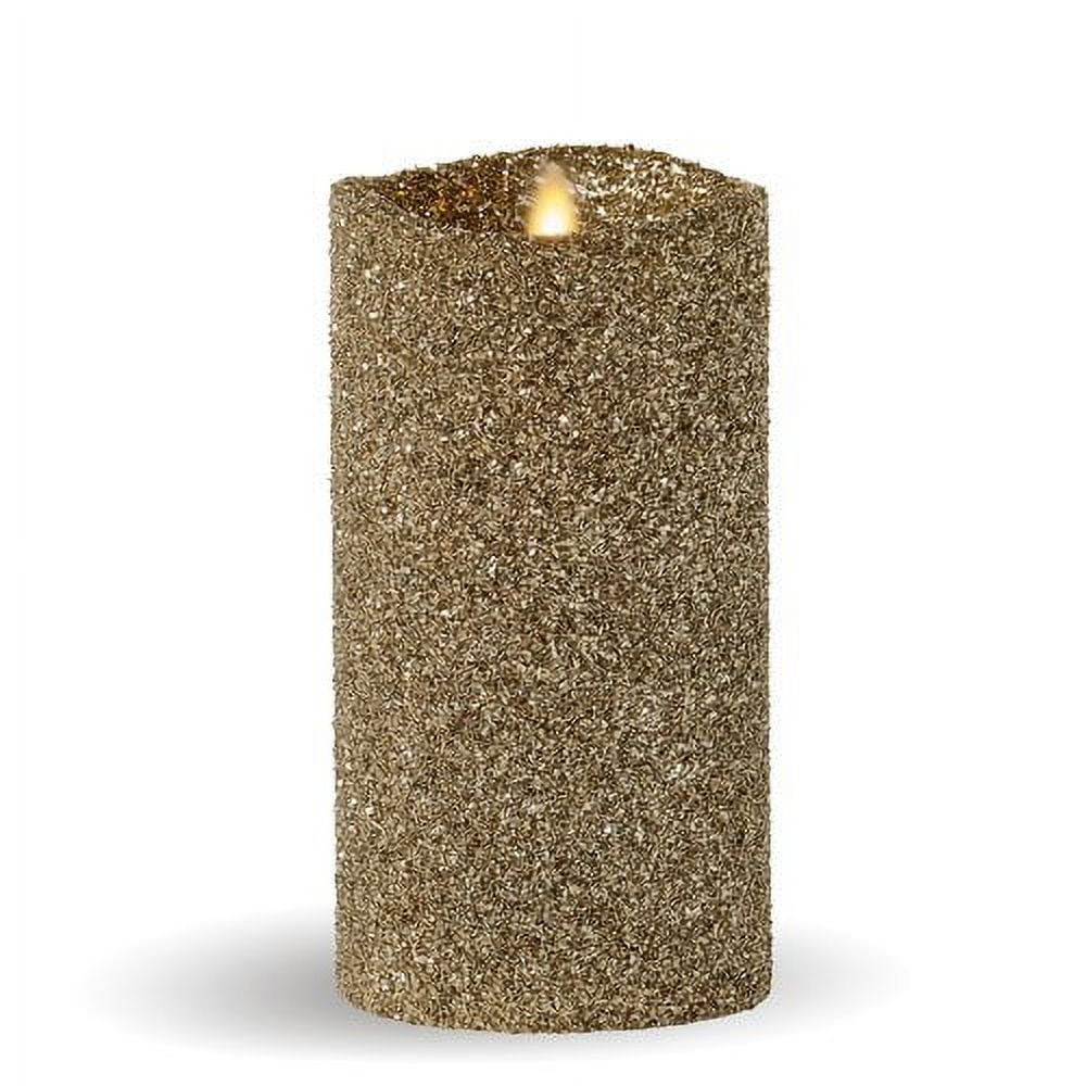 Luminara Realistic Artificial Flame Glitter Pillar Candle (3.5 x 5-inch, Blue)
