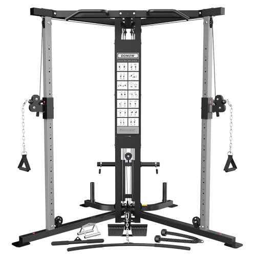 DONOW Cable Crossover Machine, Cable Fly Machine Home Gym System Workout Station with Dual Pulley System Pull-Up Bar Cable Bar and LAT Pull Down System