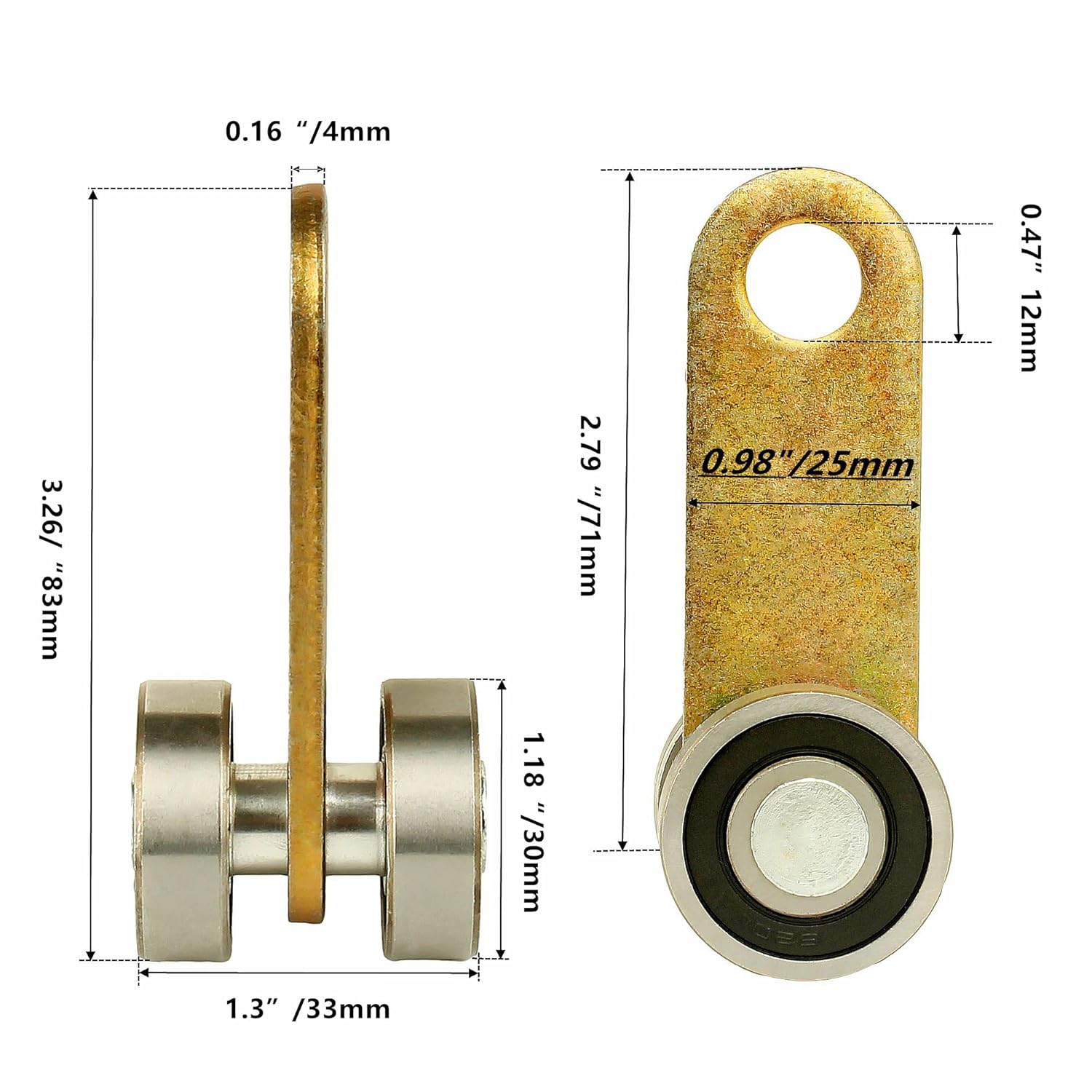 2 Wheel Trolley Assembly Roller,Unistrut Trolley Roller Two Bearing Trolley Assembly for Use with 1-5/8