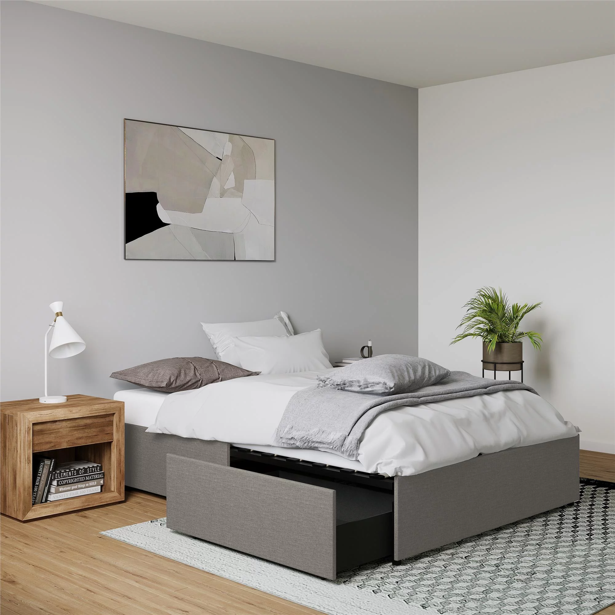 DHP Maven Platform Bed with Storage, King, Gray Linen