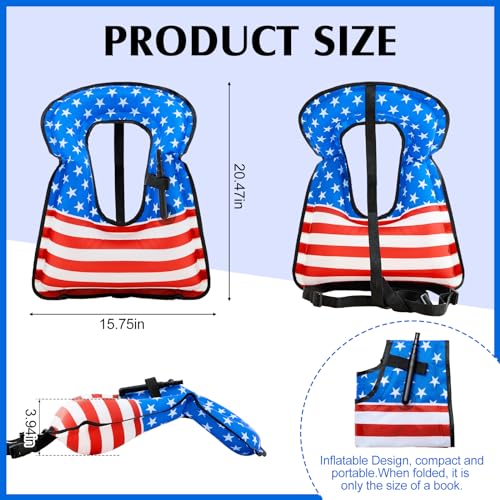 Meooeck 2 Pcs Snorkeling Vest for Adults Safety Inflatable Snorkel Vest for Swim Kayaking Swimming Diving Surfing, Load up to 220 Ibs