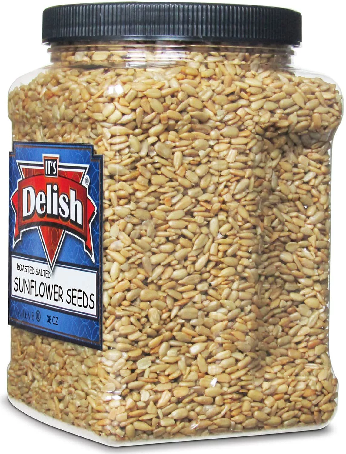 Gourmet Roasted Salted Sunflower Seeds by It's Delish, 38 Oz Jumbo Container Jar  Bulk Shelled Sunflower Seeds Kernels with Sea Salt  Crunchy Topping & Diet-Friendly Snack  USA Made, Vegan,...