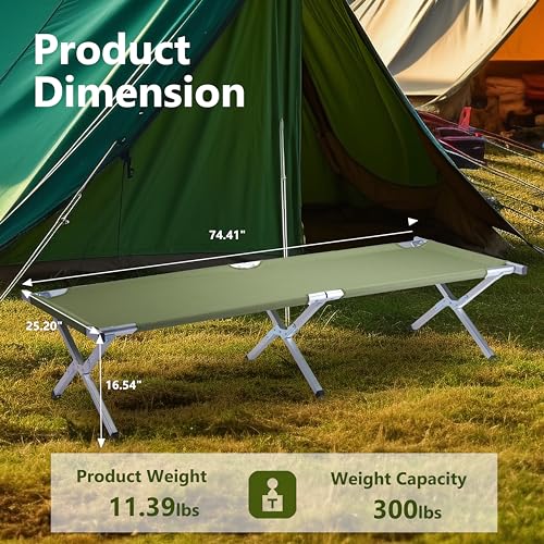 Outvita Folding Camping Cot, Sleeping Bed with Carry Bag, Lightweight Portable Cots for Travel, Fishing, Hiking and Outdoor Activities