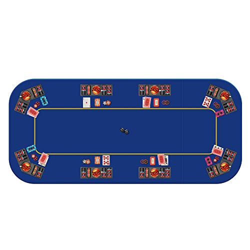 VIVOHOME 79 x 36 Inch Foldable 8-Player Texas Poker Card Tabletop Layout Portable Anti-Slip Rubber Board Game Mat with Cup Holders and Carrying Bag