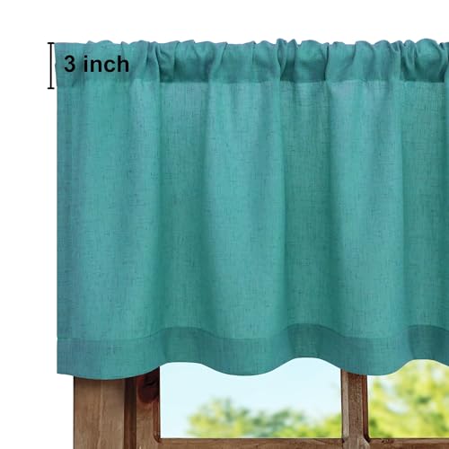 Natural Linen Window Valance for Kitchen 3 Inch Rod Pocket Semi Sheer Light Filtering Boho Rustic Farmhouse Cream Valance Curtain Topper for Bedroom Living Room Dining Bathroom 18 Inch Length Ivory