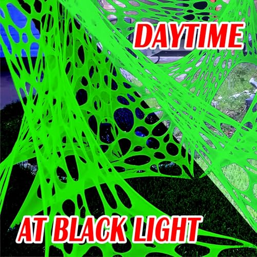 1400 Sqft Giant Green Durable Halloween Decorations Outdoor Beef Netting for Glow in The Dark Spider Web, Green Giant Spider Outdoor Decorations (48FT x 4FT)