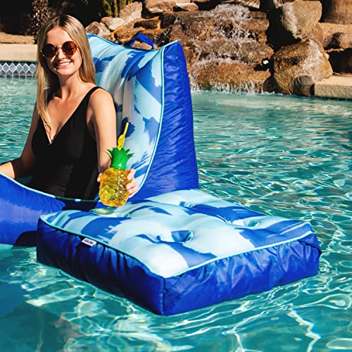 Big Joe Captain's Float No Inflation Needed Pool Lounger, Double Sided Mesh, Quick Draining Fabric