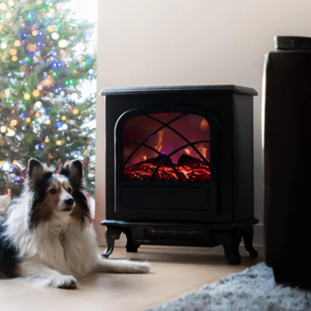 Infrared Electric Fireplace Stove Heater With - L21.26 X W11.15 X H26.77 Hes, Black