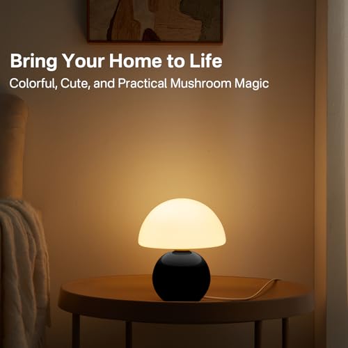 Mushroom Lamp Table Lamp for Bedroom,Desk Bedside Small Lamps for Living Room Night Stands,Mushroom Decor Cute Mini Modern Mid Century Lamps,Unique Aesthetic Home Living Room Decor(White)