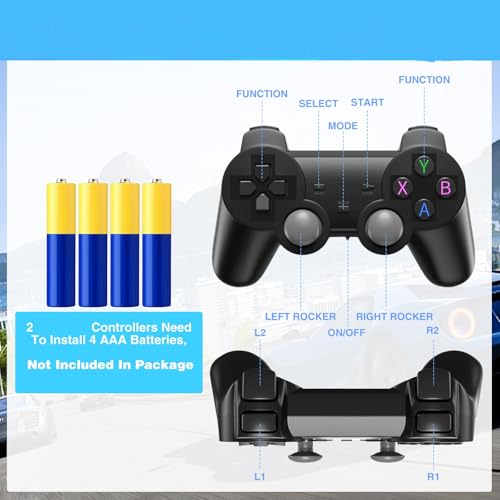 Retro Gaming Console, 4K HD Game Stick with 128+256G TF Cards 80000+ Games, 40 Emulators, Retro Game Stick with Dual Controllers, Plug and Play Video Game Console for TV