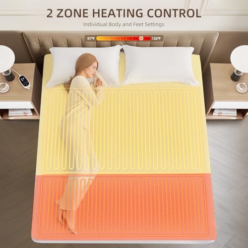 Twin XL Waterproof Heated Mattress Pad, 9 Heat Settings, Auto Off, Machine Washable, White, 39