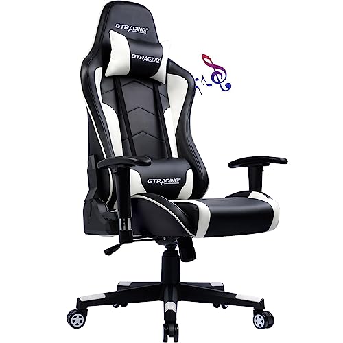 GTRACING Gaming Chair with Speakers Bluetooth Music Video Game Chair Audio Ergonomic Design Heavy Duty Office Computer Desk Chair (Black)