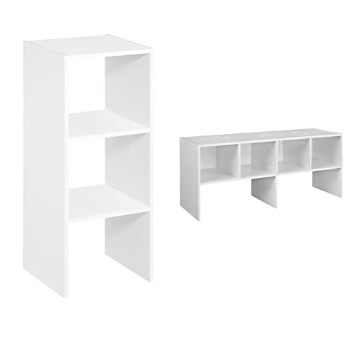 ClosetMaid 8953 Stackable 31-inch Vertical Organizer, White & 8993 Stackable 24-Inch Wide Horizontal Organizer, White