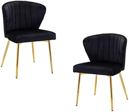 RUNFAYBIU Accent Chair Glam Velvet Dining Room Side Chair with Golden Metal Legs Tufted Back Accent Chair for Home Living Room/Bedroom/Beauty Room/Dining Room(Dark Green)