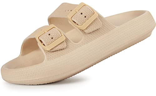 Weweya Sandals for Women and Men - Pillow Slippers - Double Buckle Adjustable Slides - EVA Flat Sandals