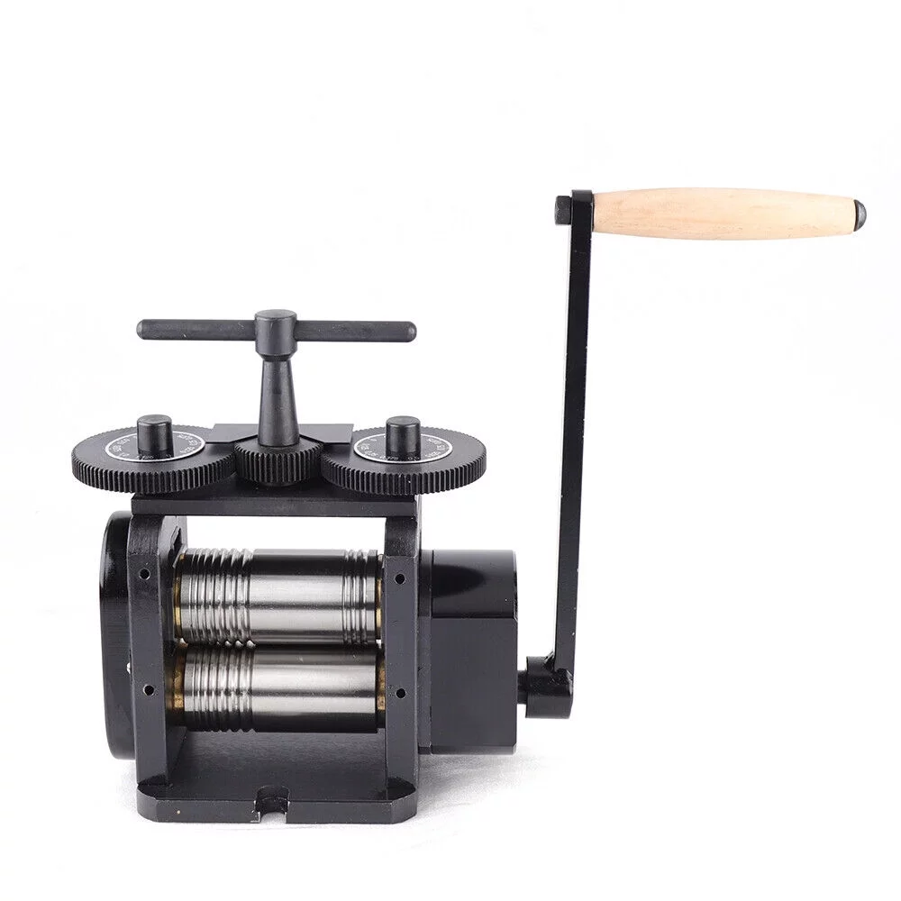 Fichiouy Jewelry Rolling Mill Machine 110mm Manual Combination Rolling Mill Square Line Flat Semi-Circular Press Rolling Mill Jewelry Marking Tools