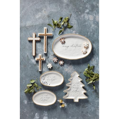 Mud Pie Christmas Tree Beaded Platter; 12 3/4