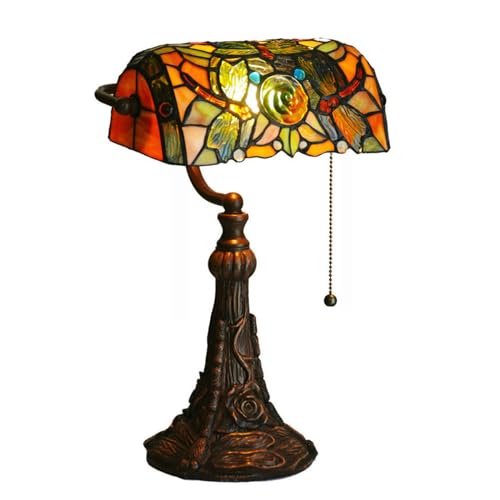 Tiffany Lamp Stained Glass Table Lamp for Living Room Side Dragonfly Piano Lamp Small 15.5