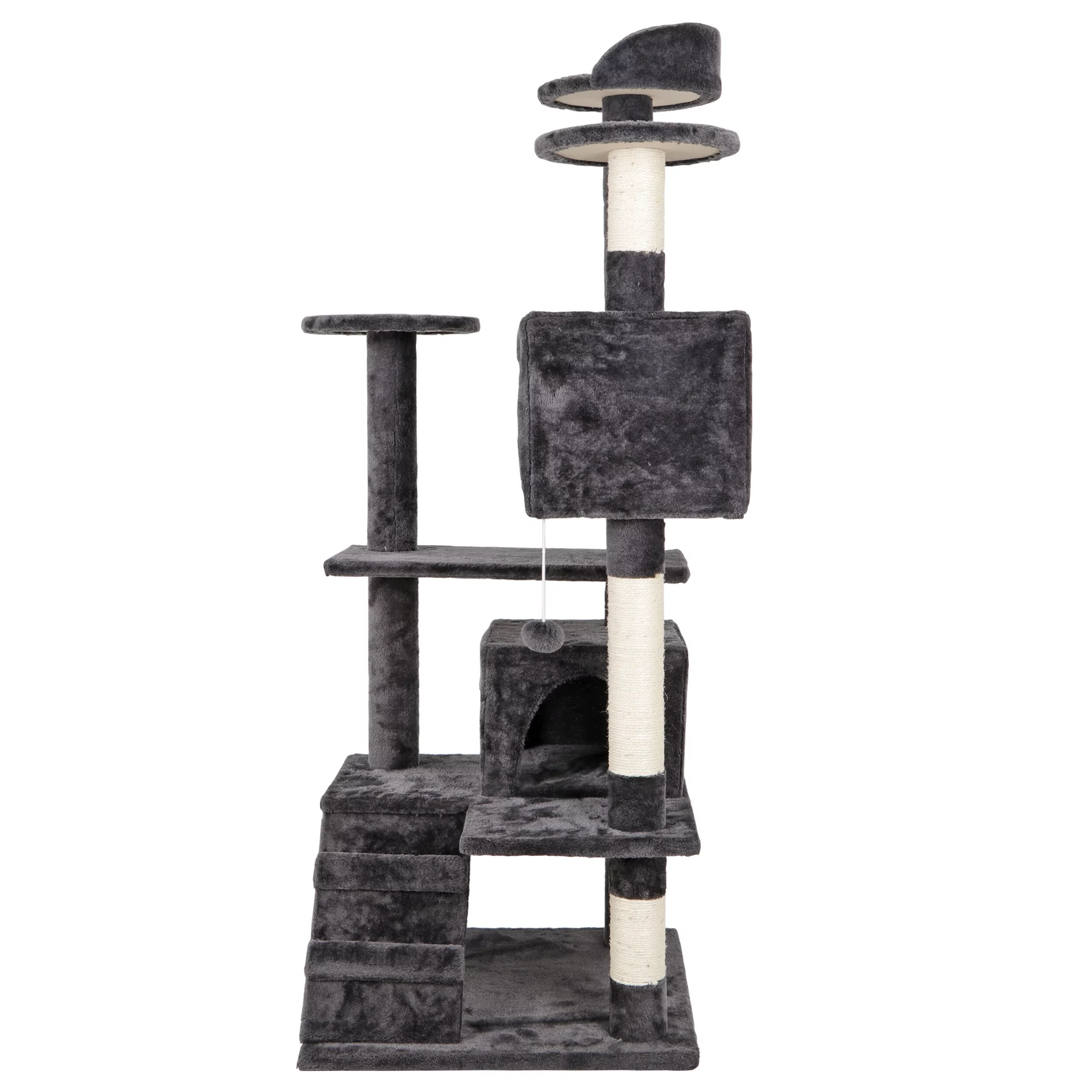 HomGarden 53'' Cat Tree Cat Tower Condo W/Scratching Posts, Kitten Play House Dark Gray