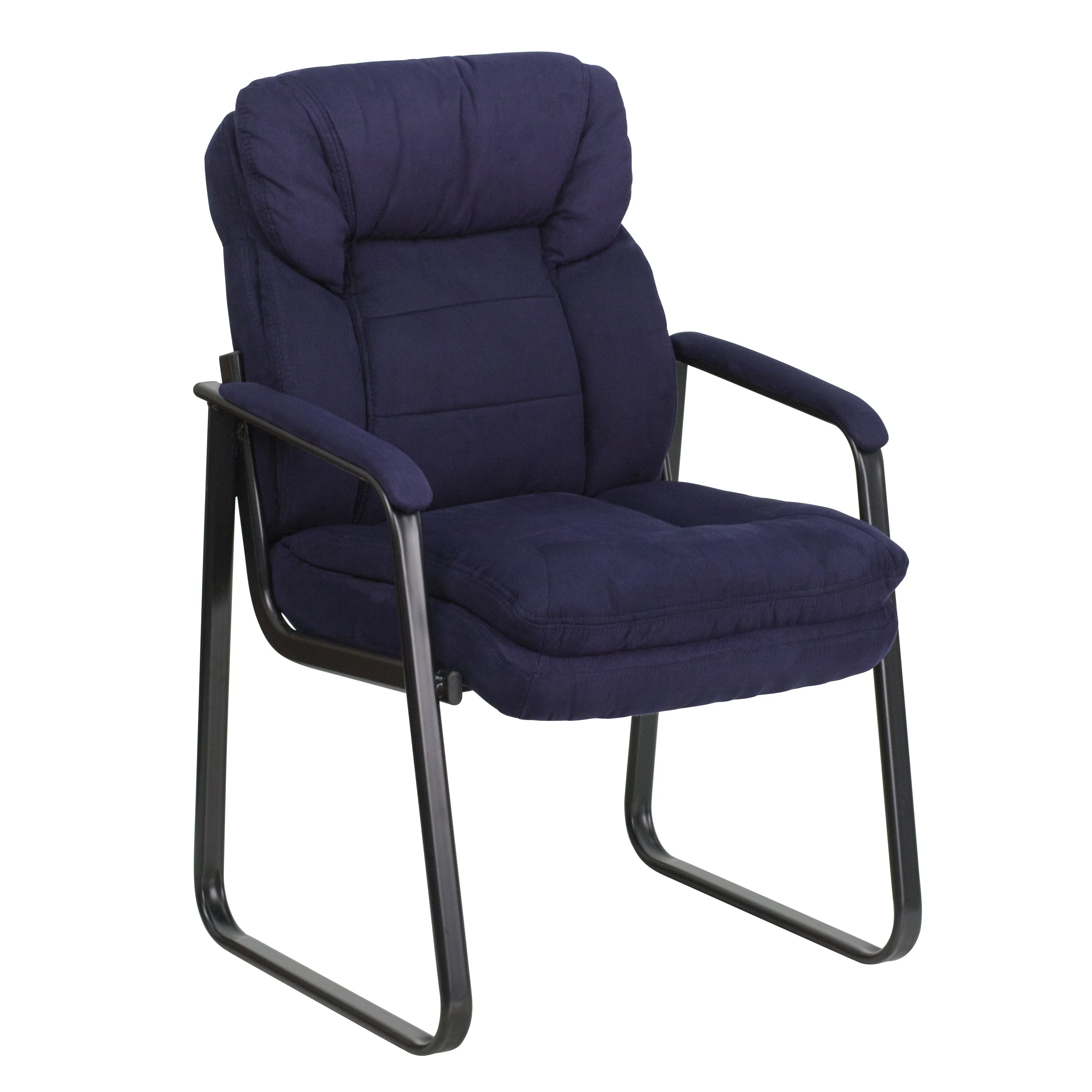 A Line Furniture Navy Blue Microfiber Sled Base Executive Office Visitor Chair