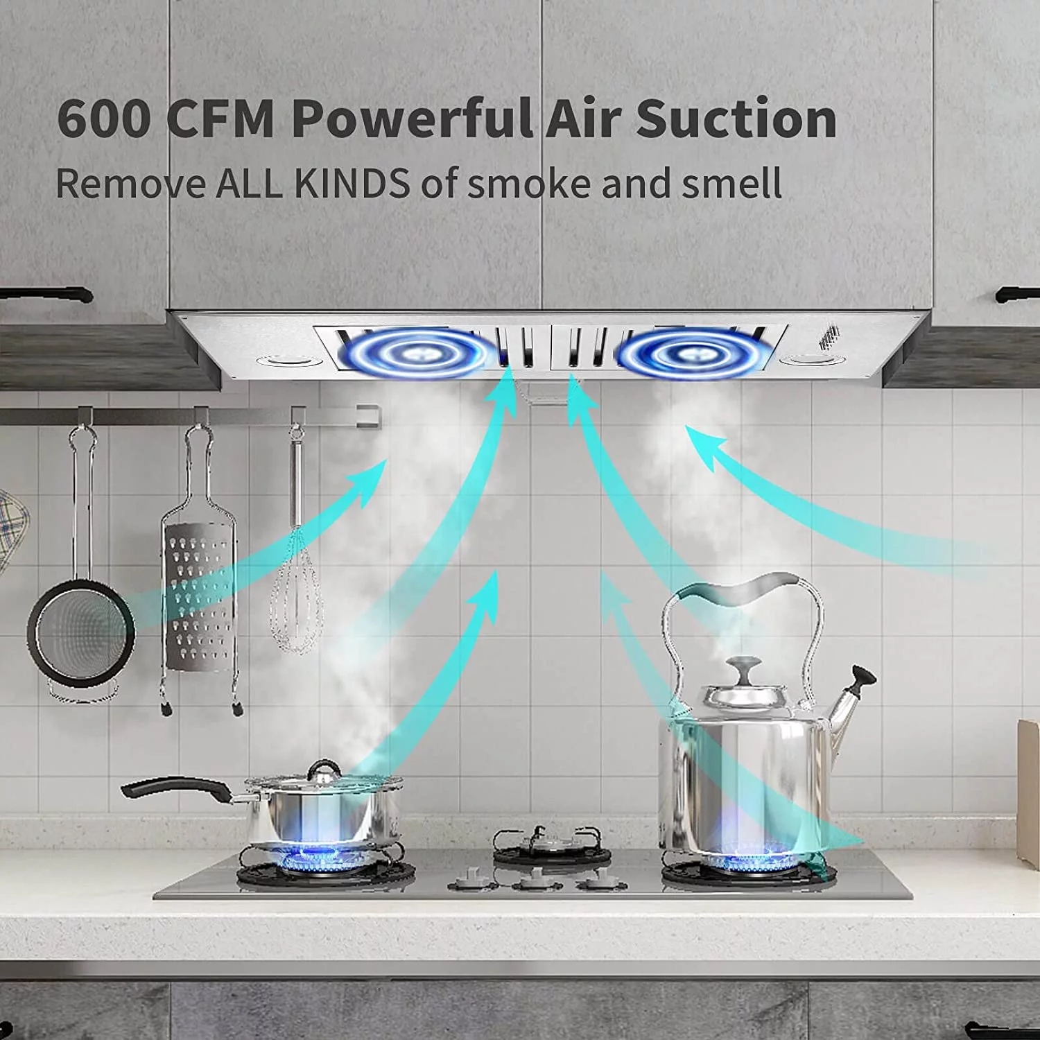 Range Hood 30 inch Insert Vent Hood 600 CFM Built-in Stainless Steel Range Hood