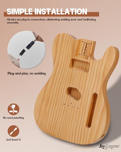 Leo Jaymz DIY Single Cut Electric Guitar Kits with Mahogany Body and Neck - Rosewood Fingerboard and All Components Included (LP Hollow)