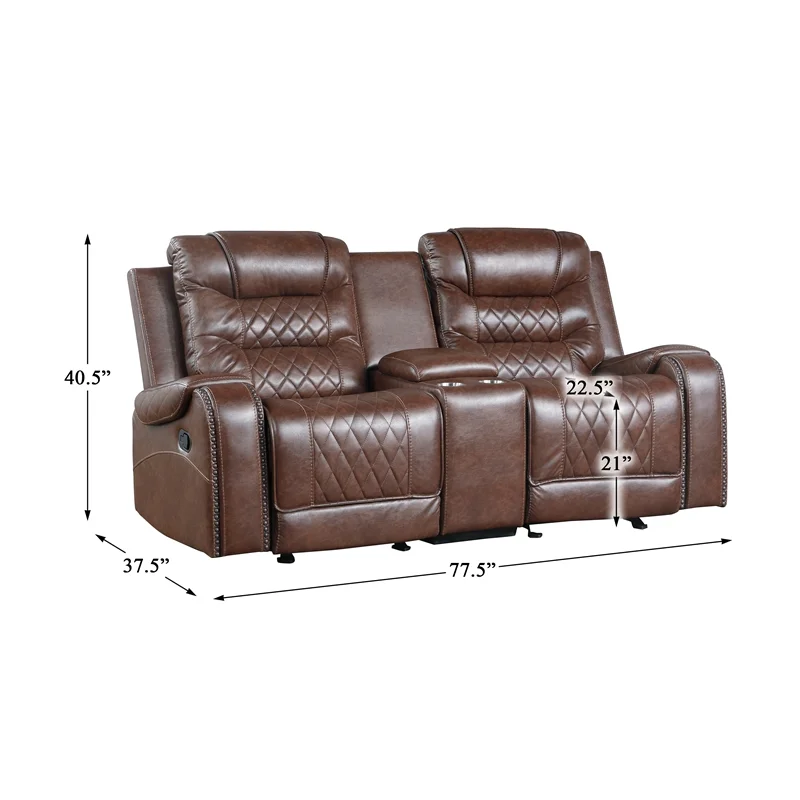 Lexicon Putnam 2-Piece Upholstered Manual Reclining Sofa Set in Brown