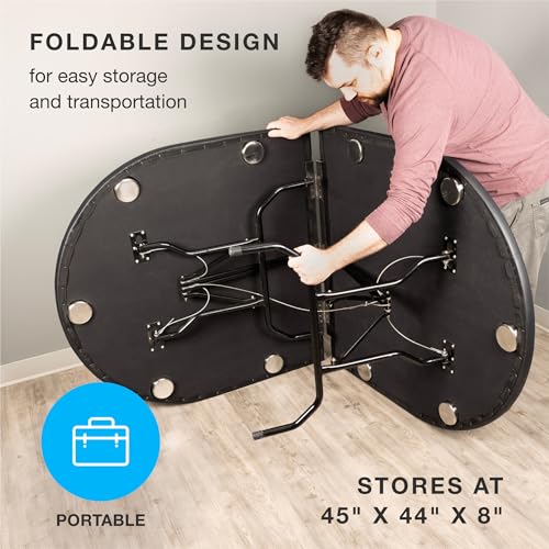 Brybelly 10-Person Foldable Poker Table with Suited Speed Cloth and Jumbo Stainless Steel Cupholders (Green, 84 Inch)