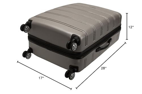 Rockland Melbourne Hardside Expandable Luggage with Spinner Wheels, Blue, Checked Large 28