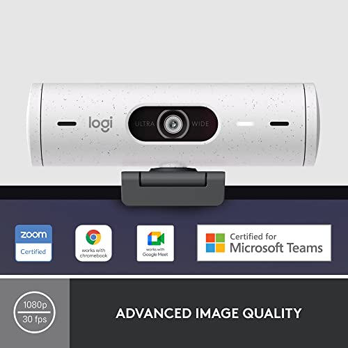 Logitech Brio 500 Full HD Webcam with Auto Light Correction,Show Mode, Dual Noise Reduction Mics, Webcam Privacy Cover, Works with Microsoft Teams, Google Meet, Zoom, USB-C Cable - Rose