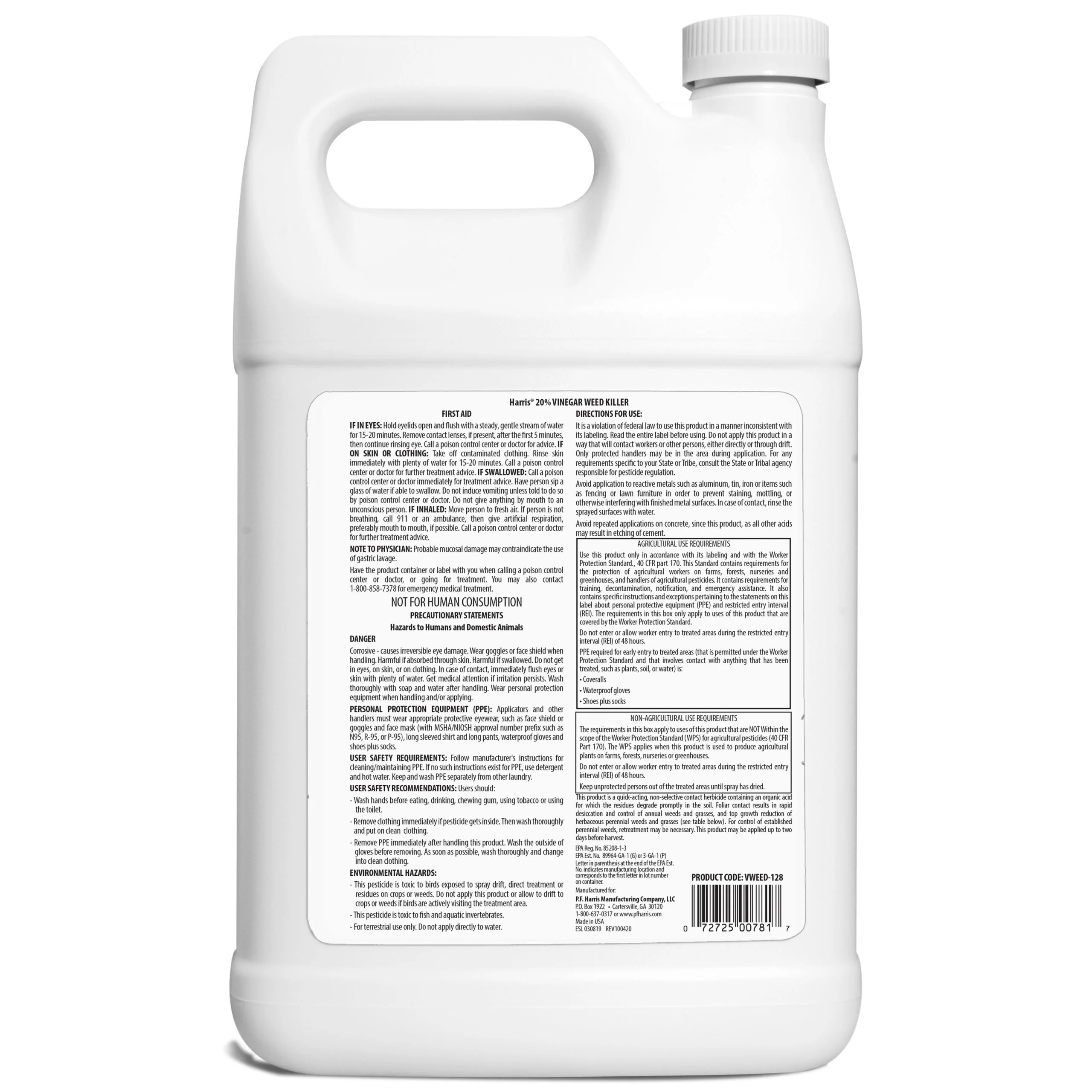 Harris Vinegar Weed and Weed Grass Killer, for Organic Production, (128oz)