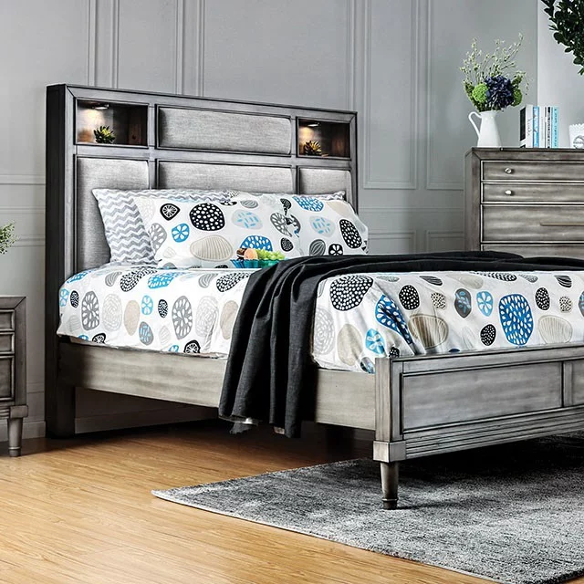 Transitional Style 1pc Eastern King Size Bed Gray Finish Bedroom Furniture