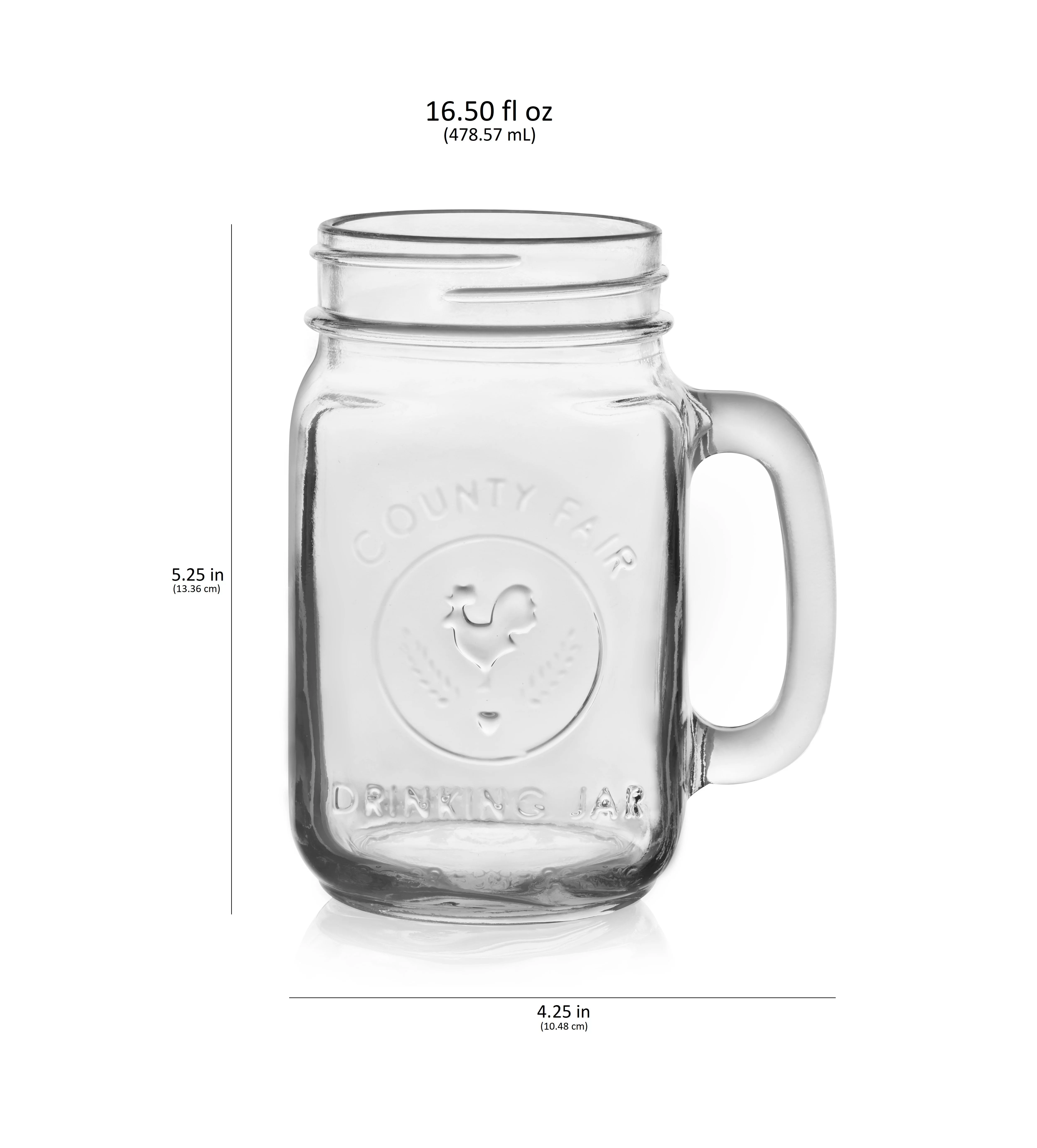 Libbey County Fair Glass Drinking Jars, 16.5-ounce, Set of 12