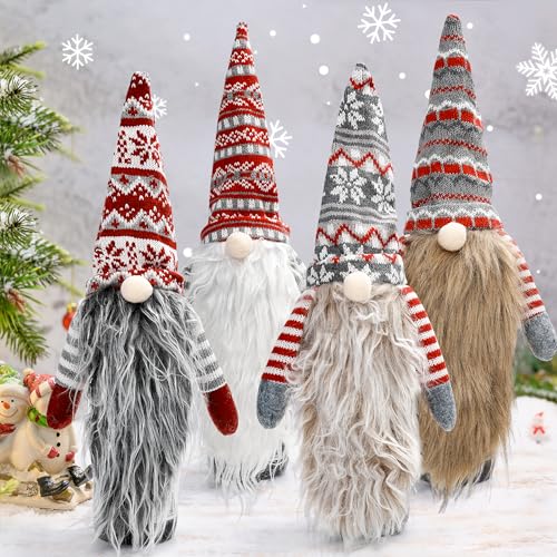 Christmas Gnome Wine Bottle Topper Covers, Swedish Gnome Wine Bottle Topper, for Decorations Christmas Dining Table Decor Party Favors Supplies Holiday Gifts (4pcs Christmas striped style)
