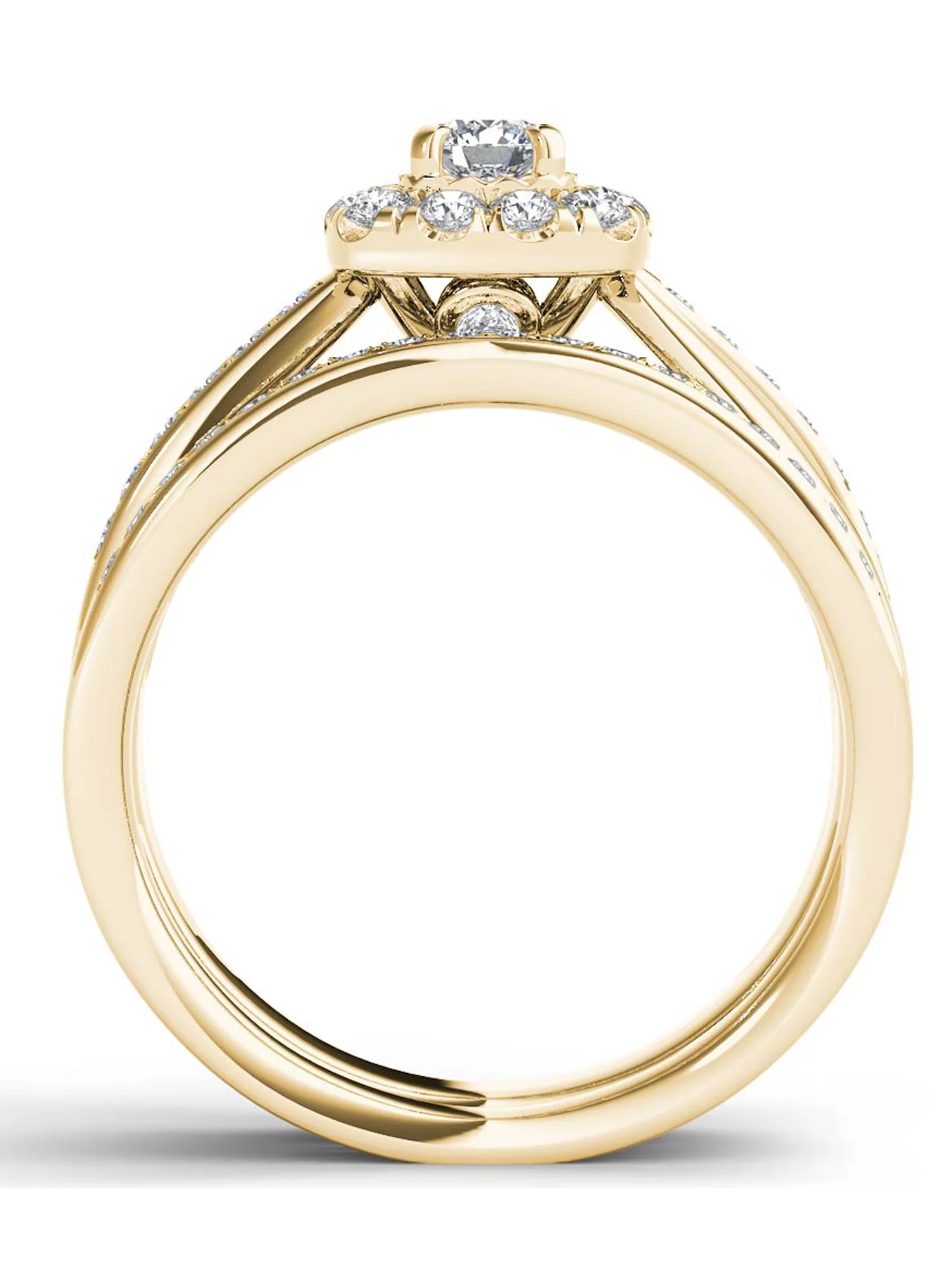 Imperial 5/8Ct TDW Diamond 14k Yellow Gold Halo Bridal Set (H-I, I2)