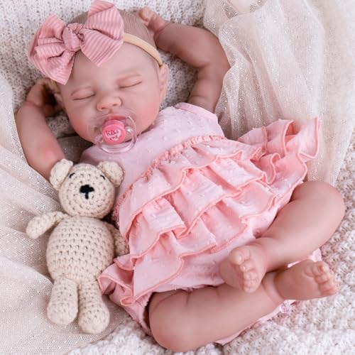 Aori Reborn Baby Dolls Girl 20'' Realistic Sleeping Newborn - Lifelike Poseable Vinyl Baby Doll with Feeding & Outfit Set - Weighted Body for Cuddling, Gift for Collectors & Kids 3+