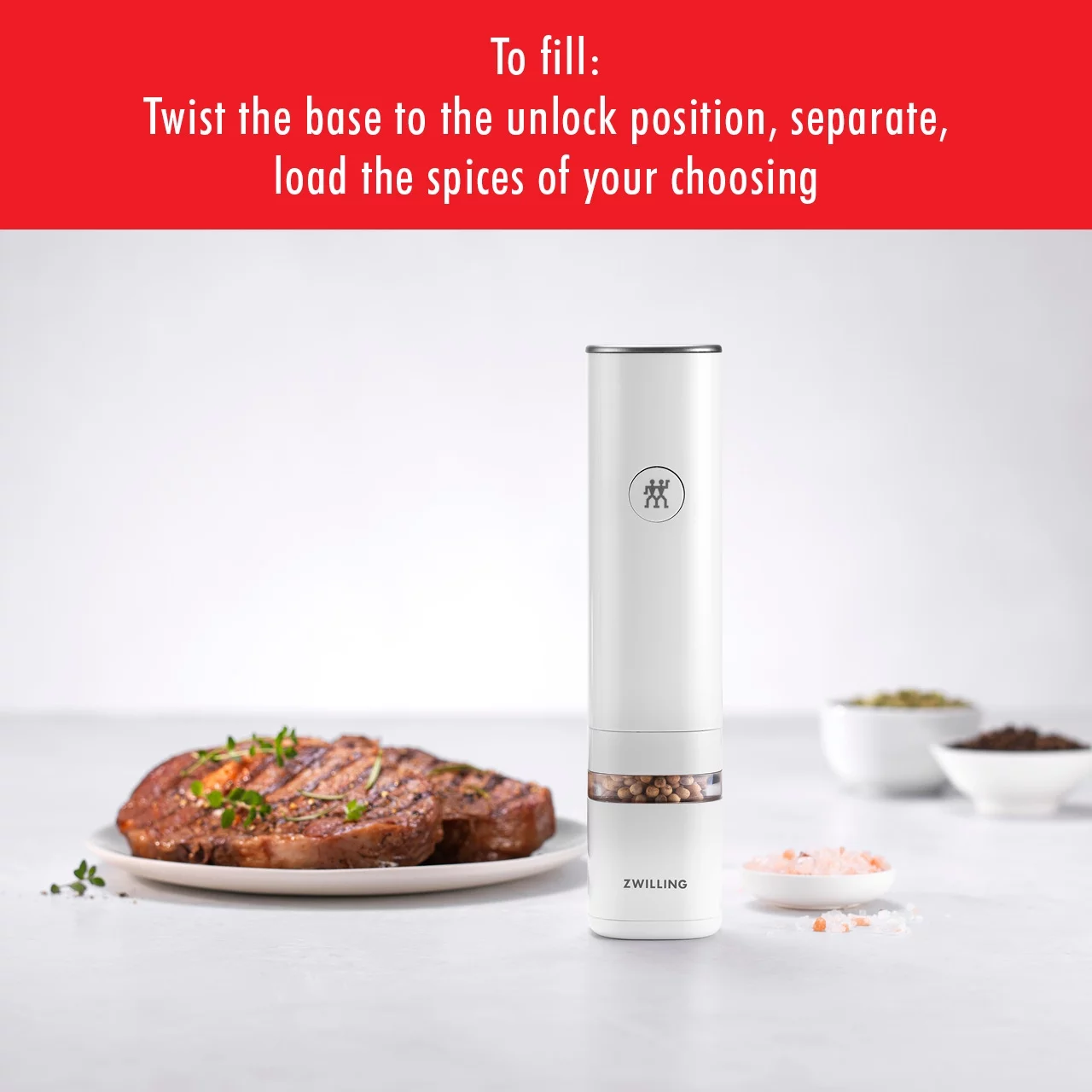 ZWILLING Enfinigy Electric Salt/Pepper Mill - White