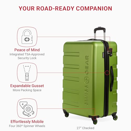 SwissGear 7366 Hardside Expandable Luggage with Spinner Wheels, White, Carry-On 19-Inch