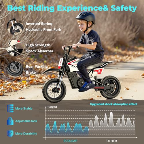 36V Kids Electric Dirt Bike 700W Peak Motorcycle,16MPH Fast Speed 10Mile Long-Range,3-Speed Modes Electric Bike for Kids Ages 3-10