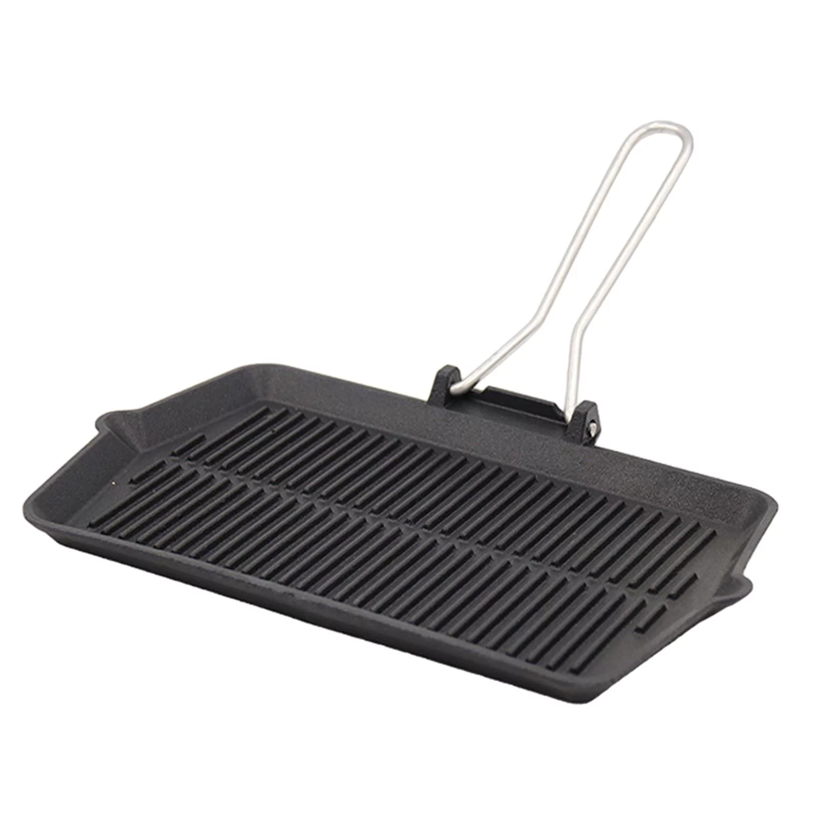 Grill Pan Steak Pan for Electric top, Induction, Gas Cast Iron for Tops Frying Pan Griddle for Indoor Outdoor Household Kitchen Style B