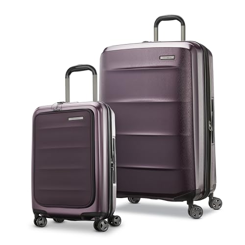 Samsonite Carry-On Pro Front Pocket Hardside Expandable 21-Inch Octiv Luggage: Durable & Impact Resistant, 360° Aero Trac Spinner Wheels, Adjustable Telescopic Handle, TSA Approved Lock - Silver