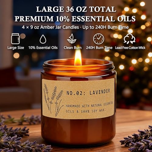 Christmas Scented Candles for Home, 6 Pack Soy Set, 21 oz Jar, Perfect Gifts for Women/Coworker/Girlfriend/Friends