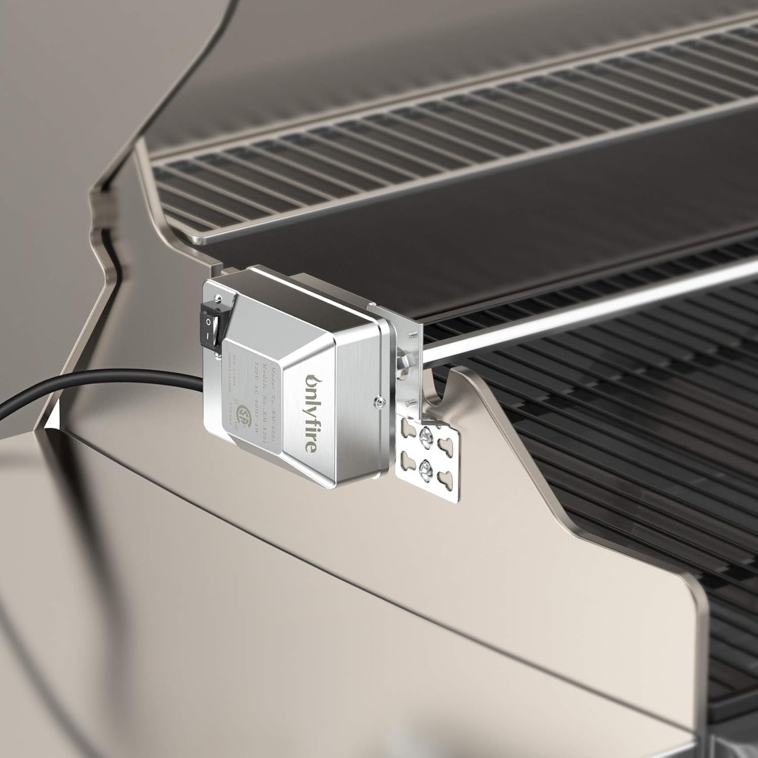 only fire Universal BBQ Grill Rotisserie Kit with 110V Electric Motor for Gas Grills - 45