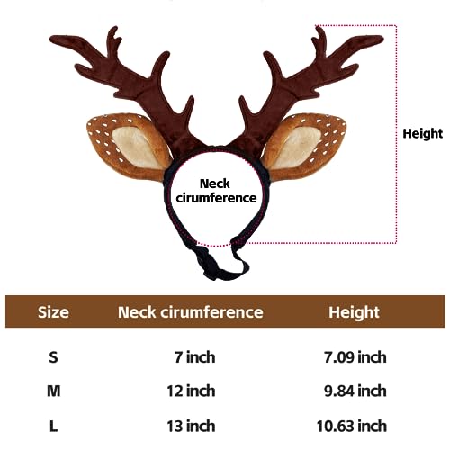 KUDES Dog Cat Christmas Reindeer Antlers Headband Classic Adjustable Elk Hat Headwear Pet Deer Cospaly Costumes Accessories (L(for Medium Big Dogs))