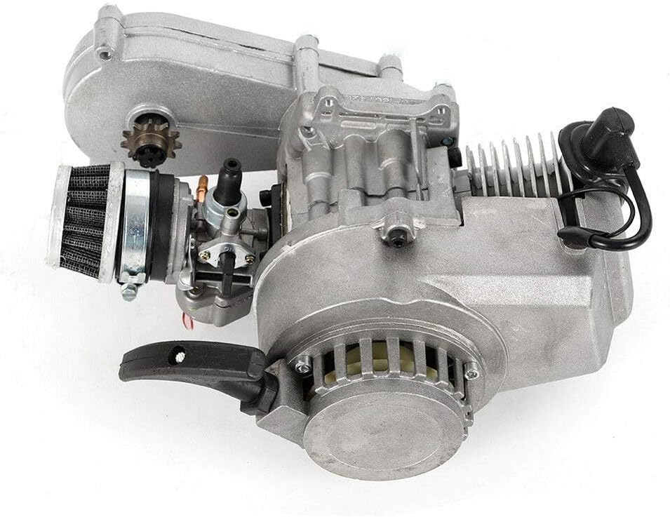 TFCFL 49CC 2 Stroke Pull Start Engine Motor with Automatic Transmission Aluminum for Air Cooled Mini Pocket Bike Scooter Dirt Bikes ATV Quad Motorized Bicycl