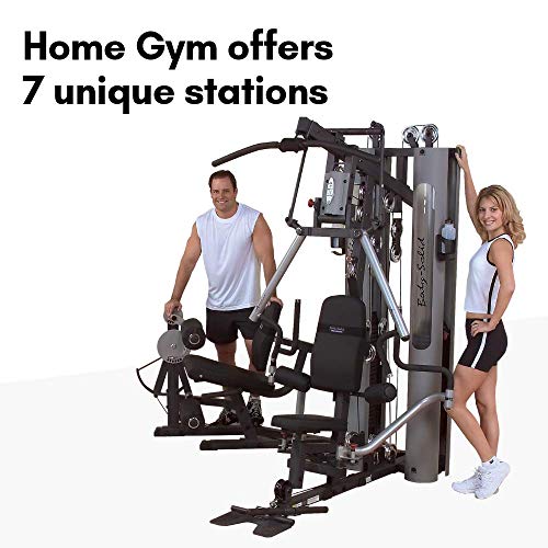 Body-Solid Multi-Station 210lbs Weights Stack Bi-Angular Gym Machine with Leg and Calf Press Attachment, Leg Strength Training Equipment, Functional Exercise Workout Station