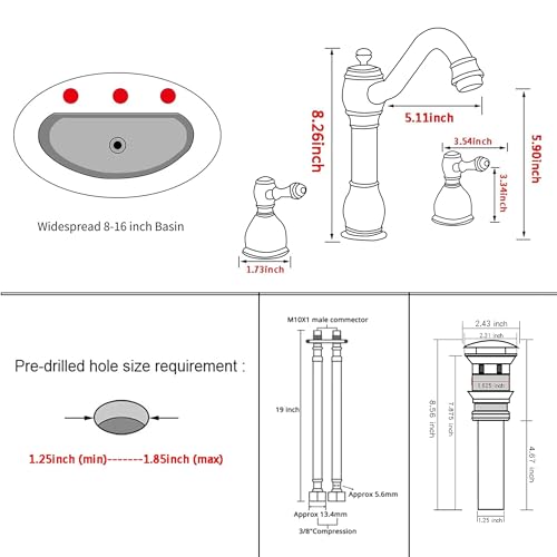 GGStudy 360° Swivel Antique Brass Bathroom Vessel Sink Faucet Single Handle One Hole Matching with Pop Up Drain