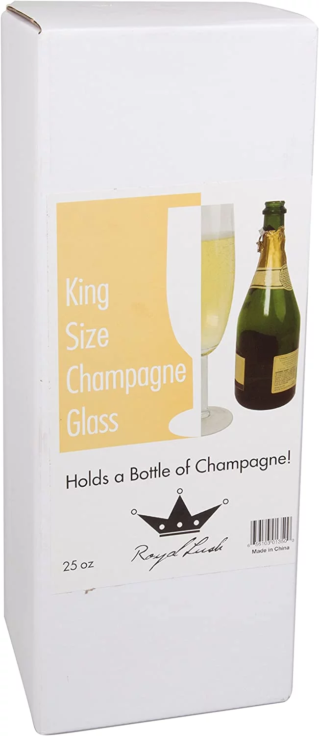 Giant Champagne Flute Glass - 25oz - XL Size Holds about a Full bottle of Champagne or Wine, Fun for Holidays, Wedding Parties, New Years Eve or Gift
