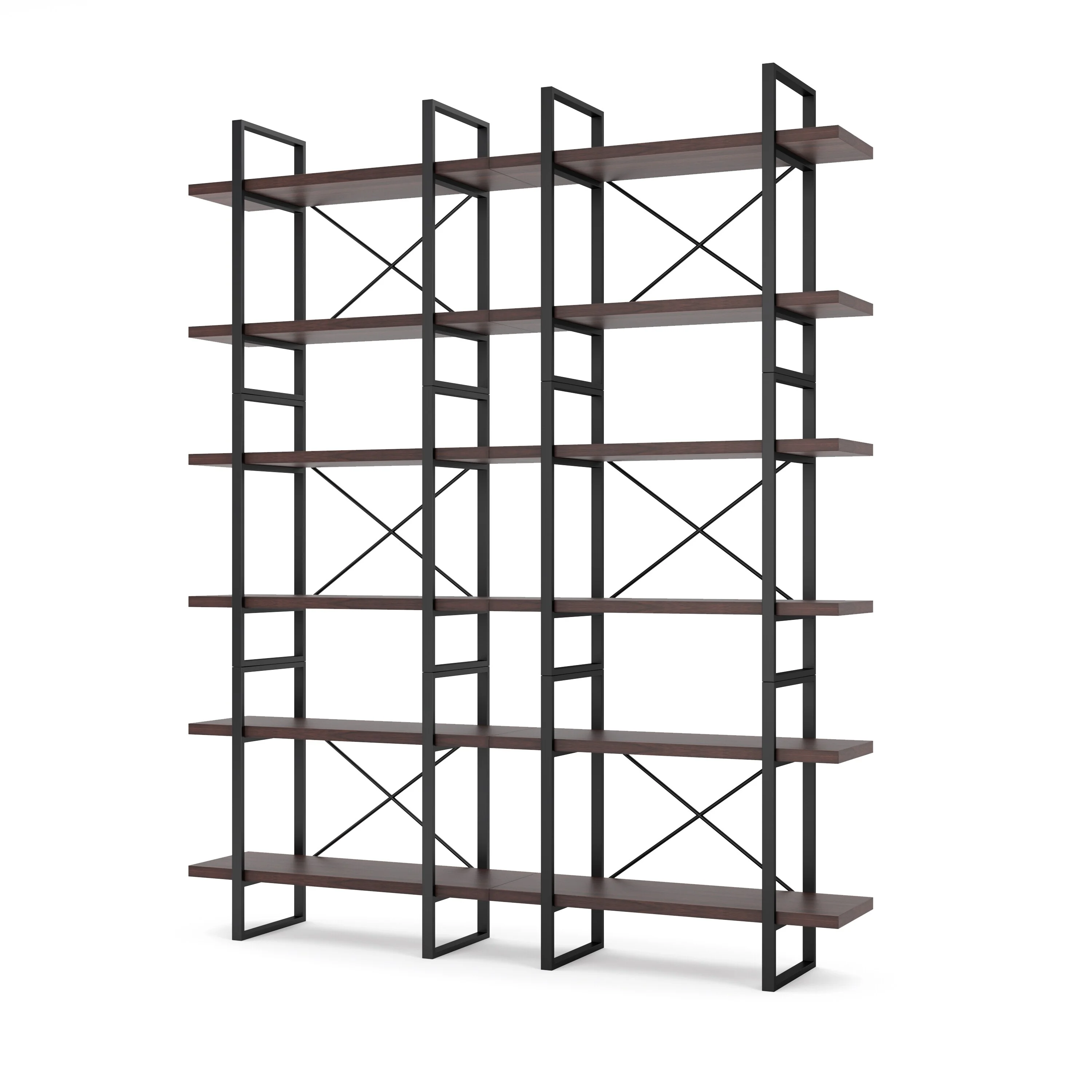 Davee Dark Walnut Color Room 6-Tiers Divider Bookcase - 85