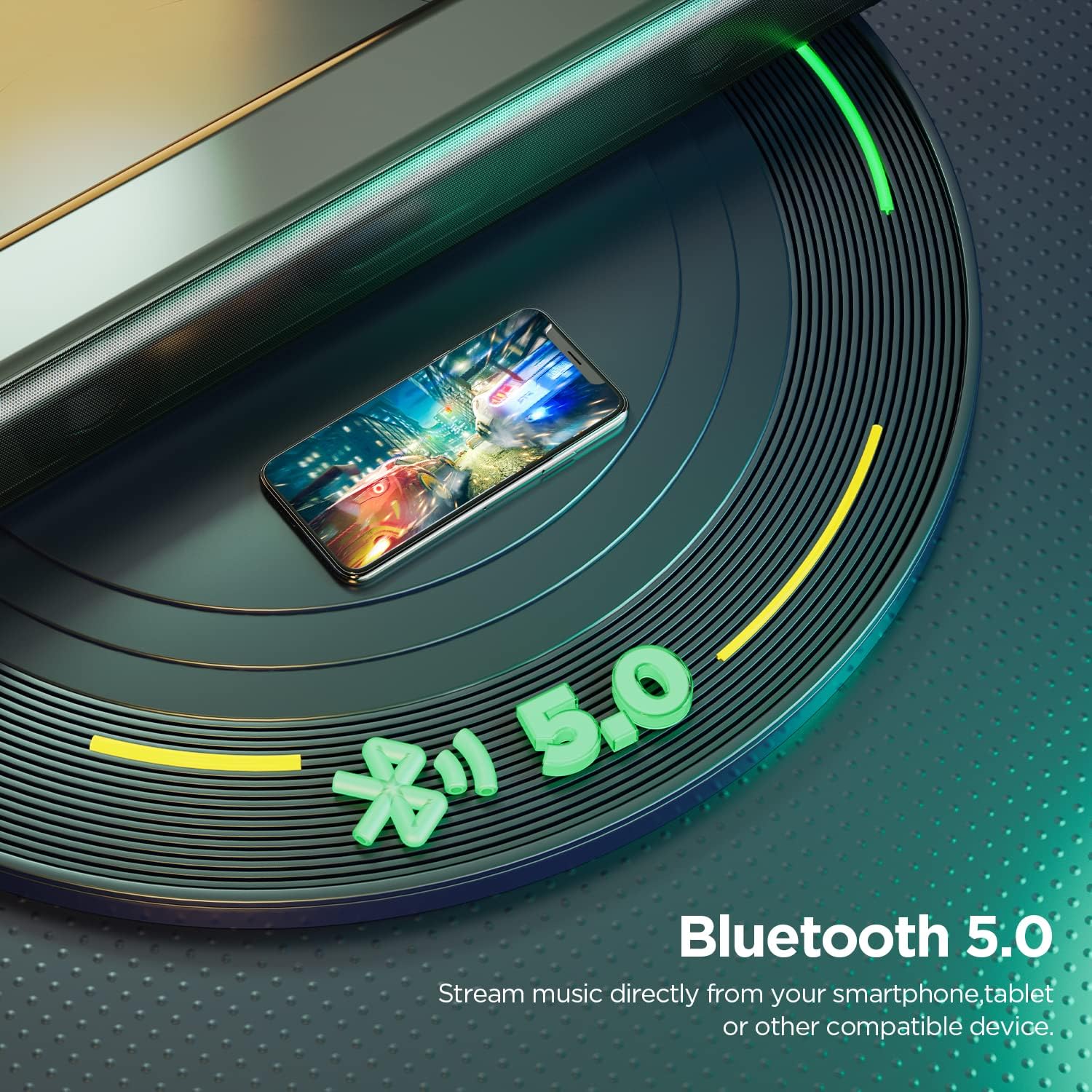 Mini Sound Bar with Remote Control, 15-Inch Wireless Speakers for TV, Optical/AUX Connection, Small Bluetooth 5.0 Soundbar for TV, Projectors, PC